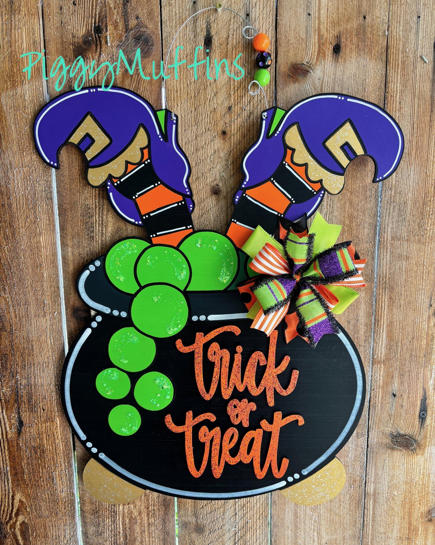Whimsical Witch Cauldron Halloween Door Hanger: Trick or Treat Decor
