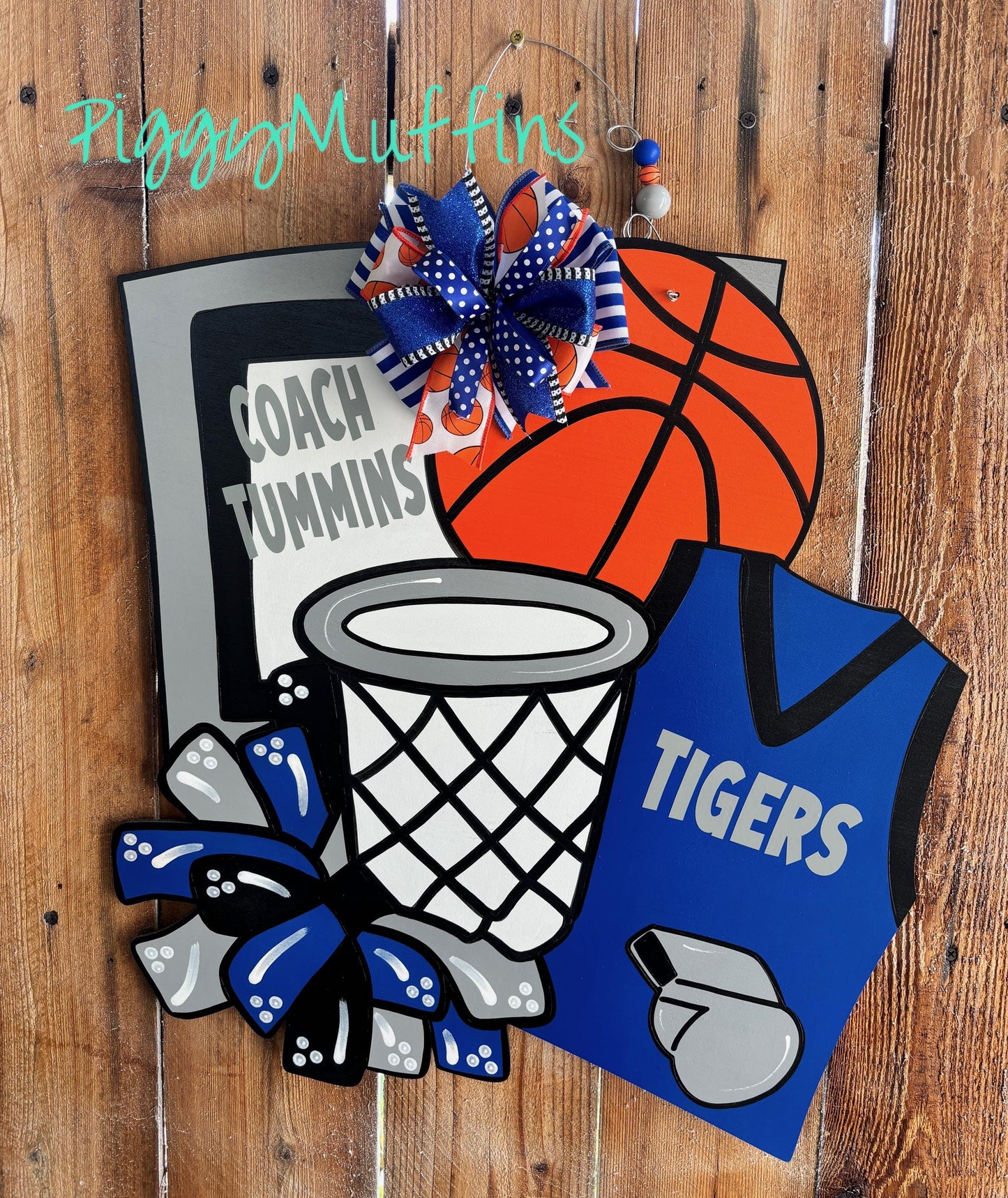 Basketball Door Hanger - Custom Basketball Door Hanger - Sports Door Hanger - Basketball Wreath - Sports Wreath - Door Hanger