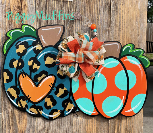 Fall Pumpkin Door Hanger: Cheetah Print, Thanksgiving Wreath