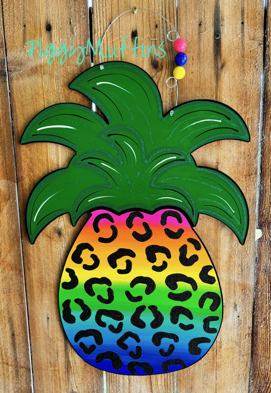 Summer Door Hanger - Pineapple Door Hanger - Swinger Door Hanger - Leopard Print Door Hanger - Pineapple Wreath