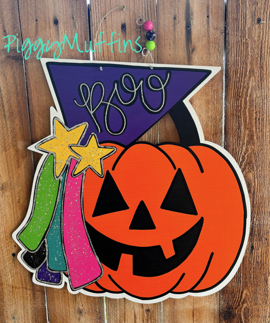 SHIPS TODAY Halloween Door Hanger | Jack O Lantern Door Hanger |  Fall Door Hanger| Fall Wreath | Halloween | PiggyMuffins