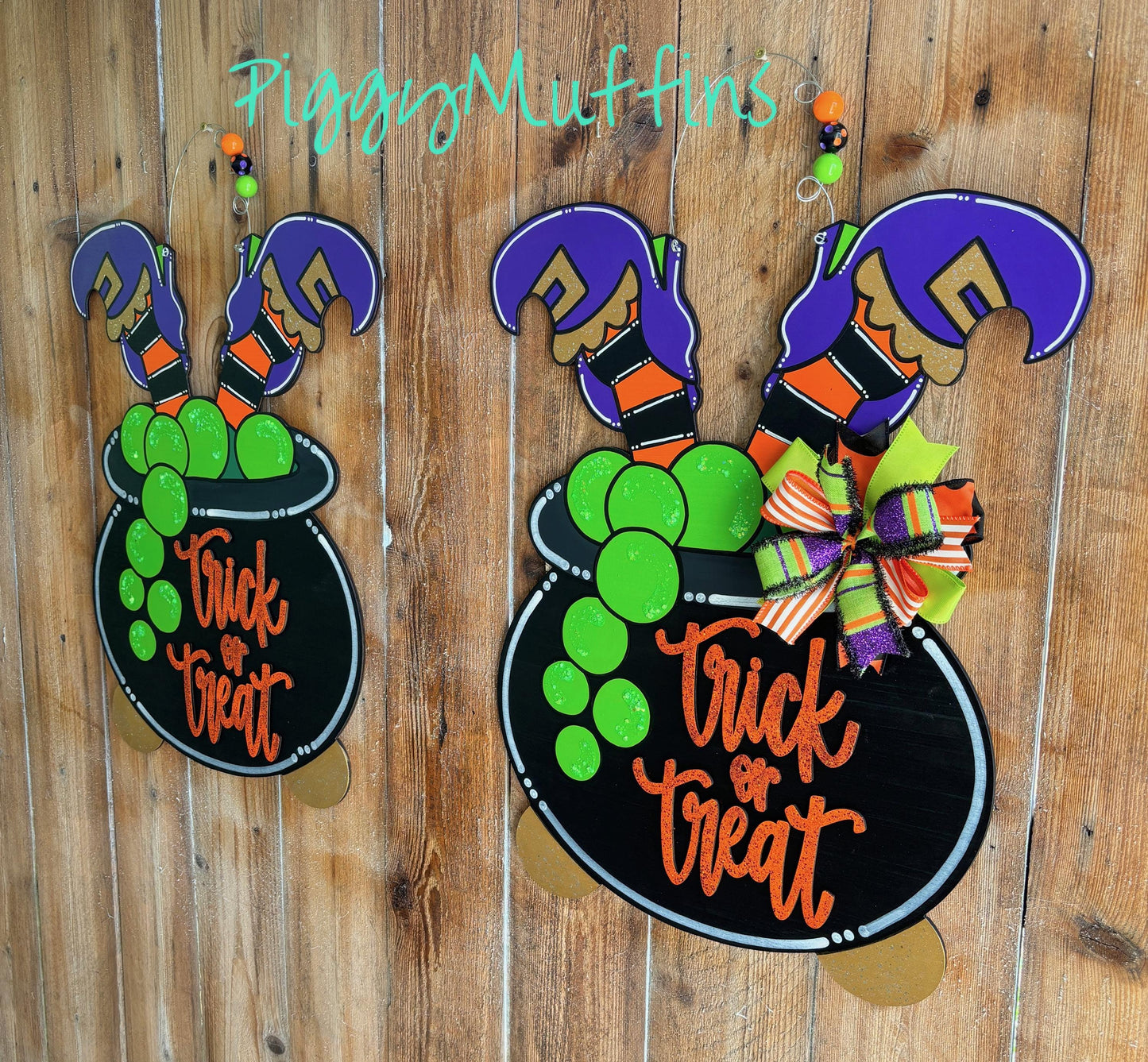 Whimsical Witch Cauldron Halloween Door Hanger: Trick or Treat Decor