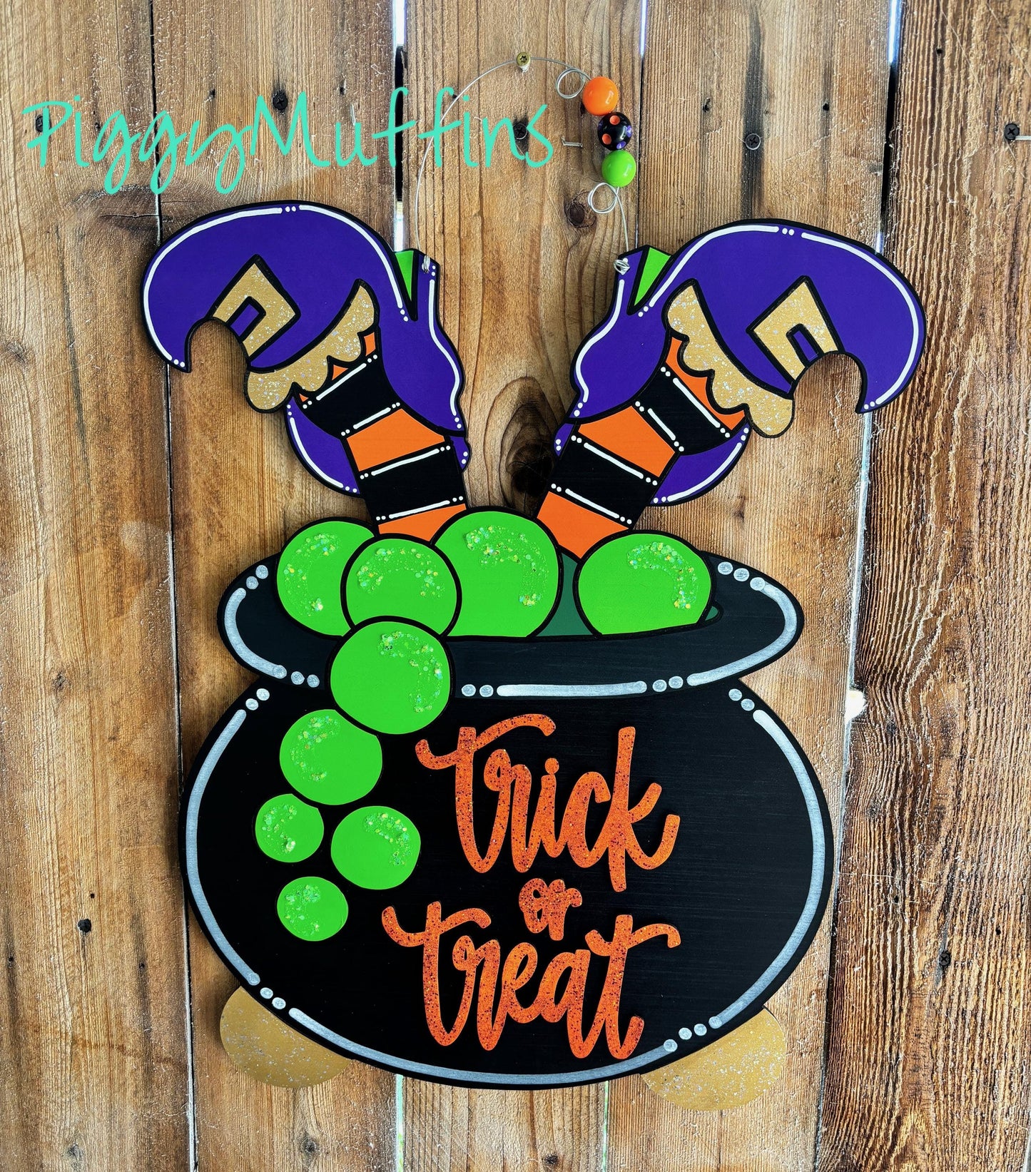 Whimsical Witch Cauldron Halloween Door Hanger: Trick or Treat Decor