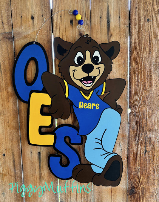 Bears Door Hanger - Custom Mascot Door Hanger - Football Door Hanger - Bear Mascot Wreath - Sports Wreath - Door Hanger - PiggyMuffins