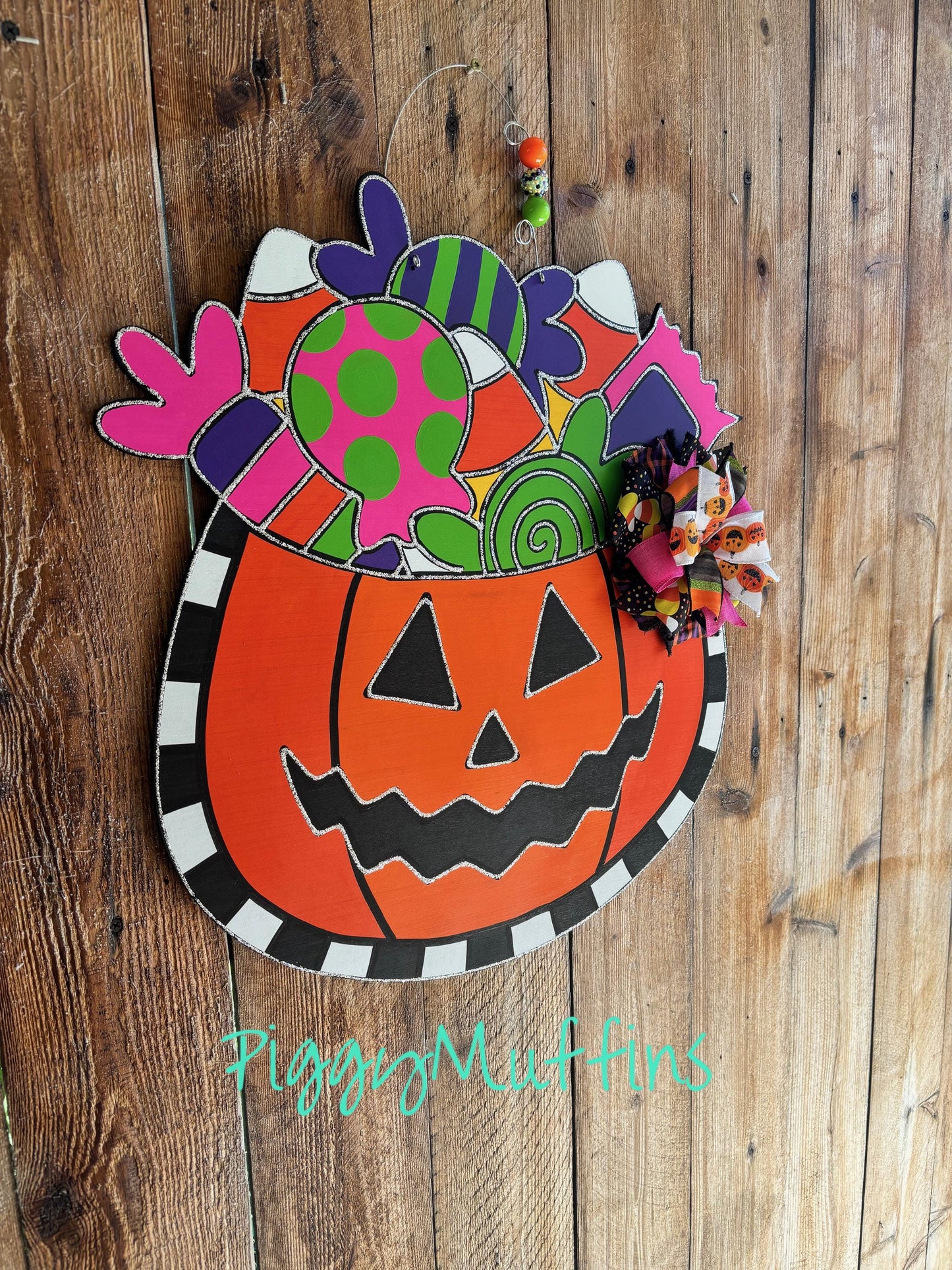 Halloween Door Hanger | Cute Whimsical Halloween Jack o LanternDoor Hanger |  Halloween Wreath | Trick or Treat Wreath