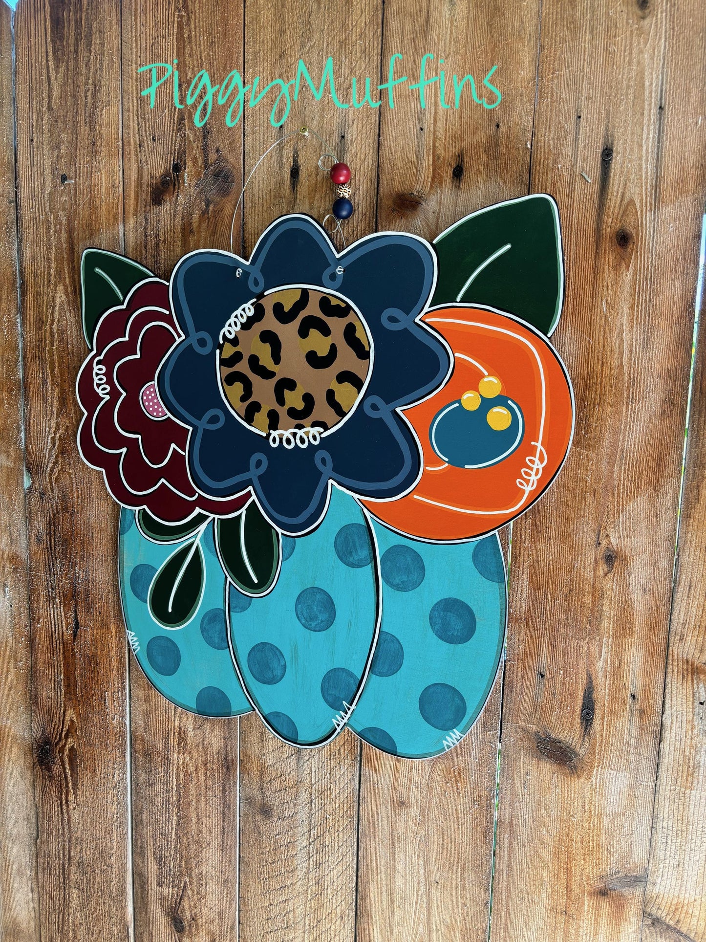 Fall floral pumpkin bouquet door hanger | fall door hanger | pumpkin door hanger | pumpkin wreath | fall floral door hanger | Door Hanger
