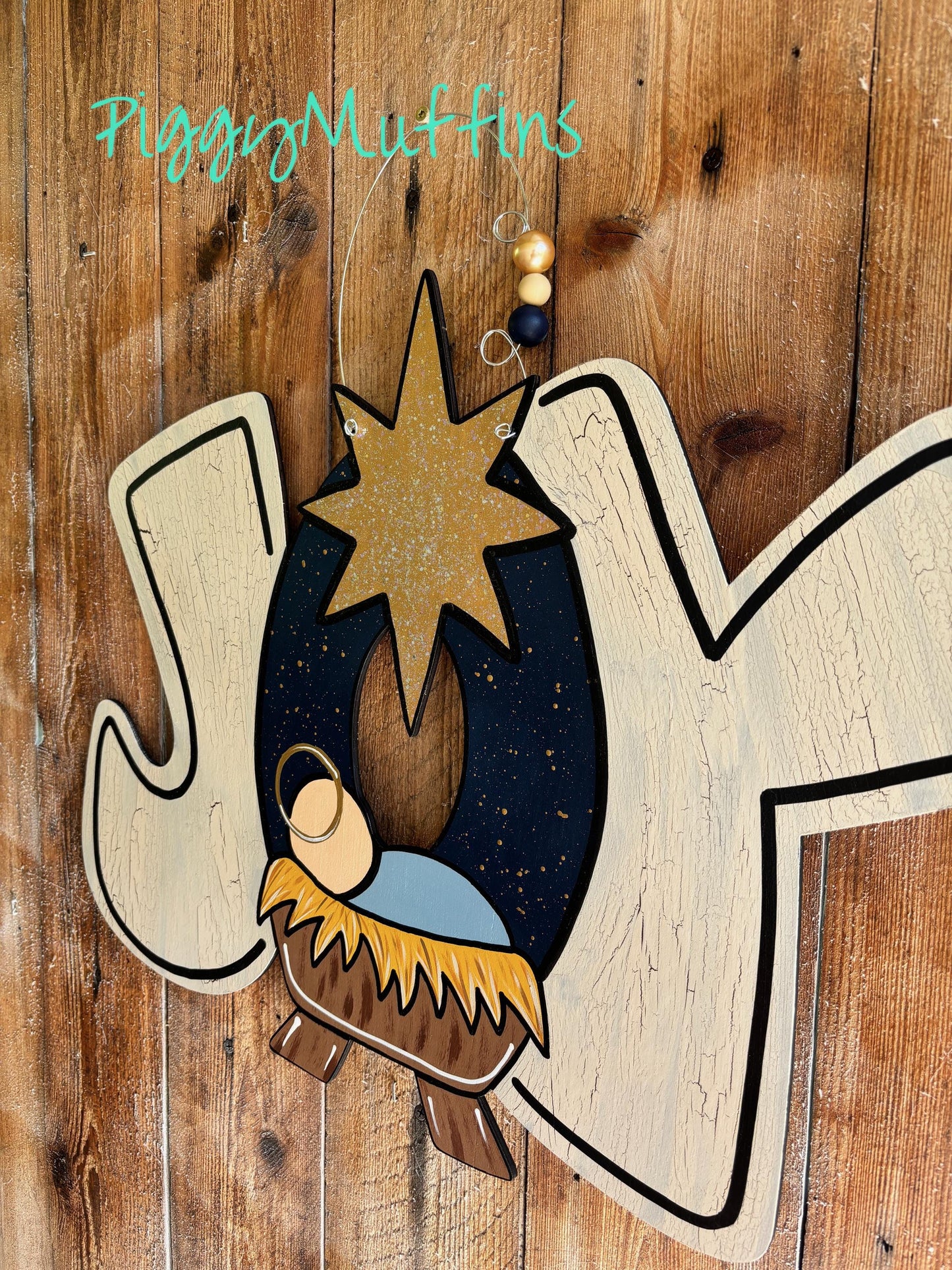 Nativity Door Hanger | Baby Jesus door hanger | Christmas Door Hanger | PiggyMuffins | nativity wreath | Baby Jesus Wreath