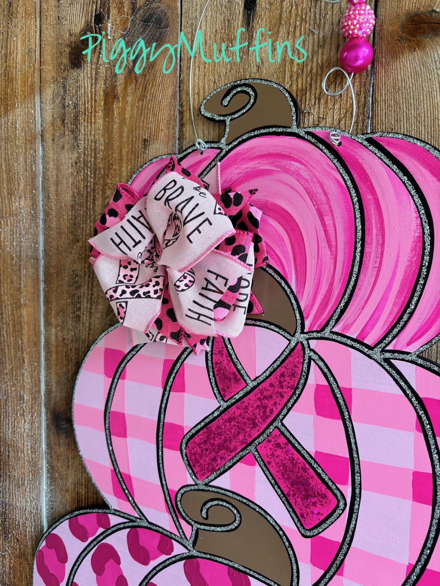 Breast Cancer Awareness Door Hanger | Love Hope Cure Door Hanger | Breast Cancer Awareness | Breast Cancer Wreath | PiggyMuffins