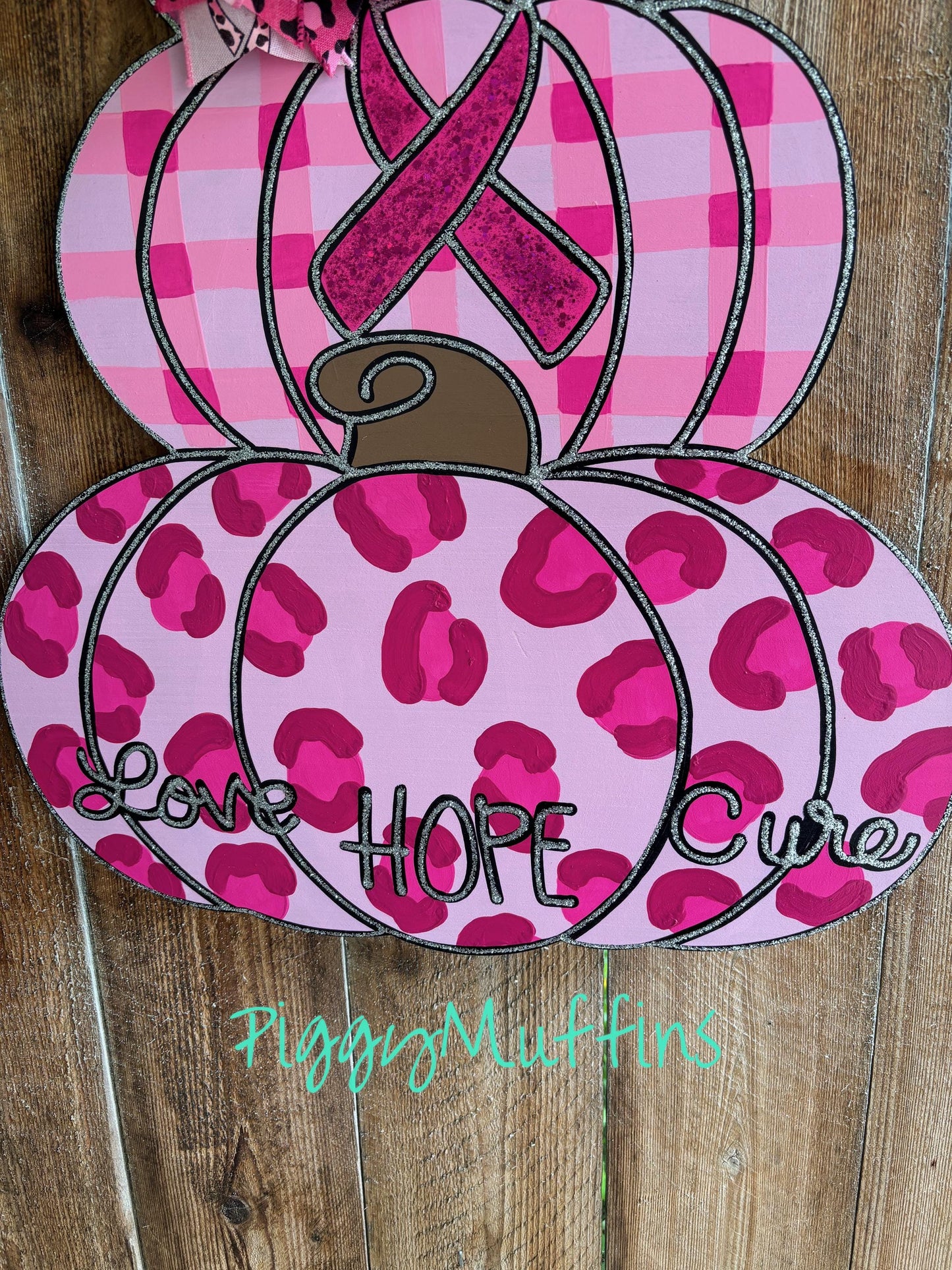 Breast Cancer Awareness Door Hanger | Love Hope Cure Door Hanger | Breast Cancer Awareness | Breast Cancer Wreath | PiggyMuffins