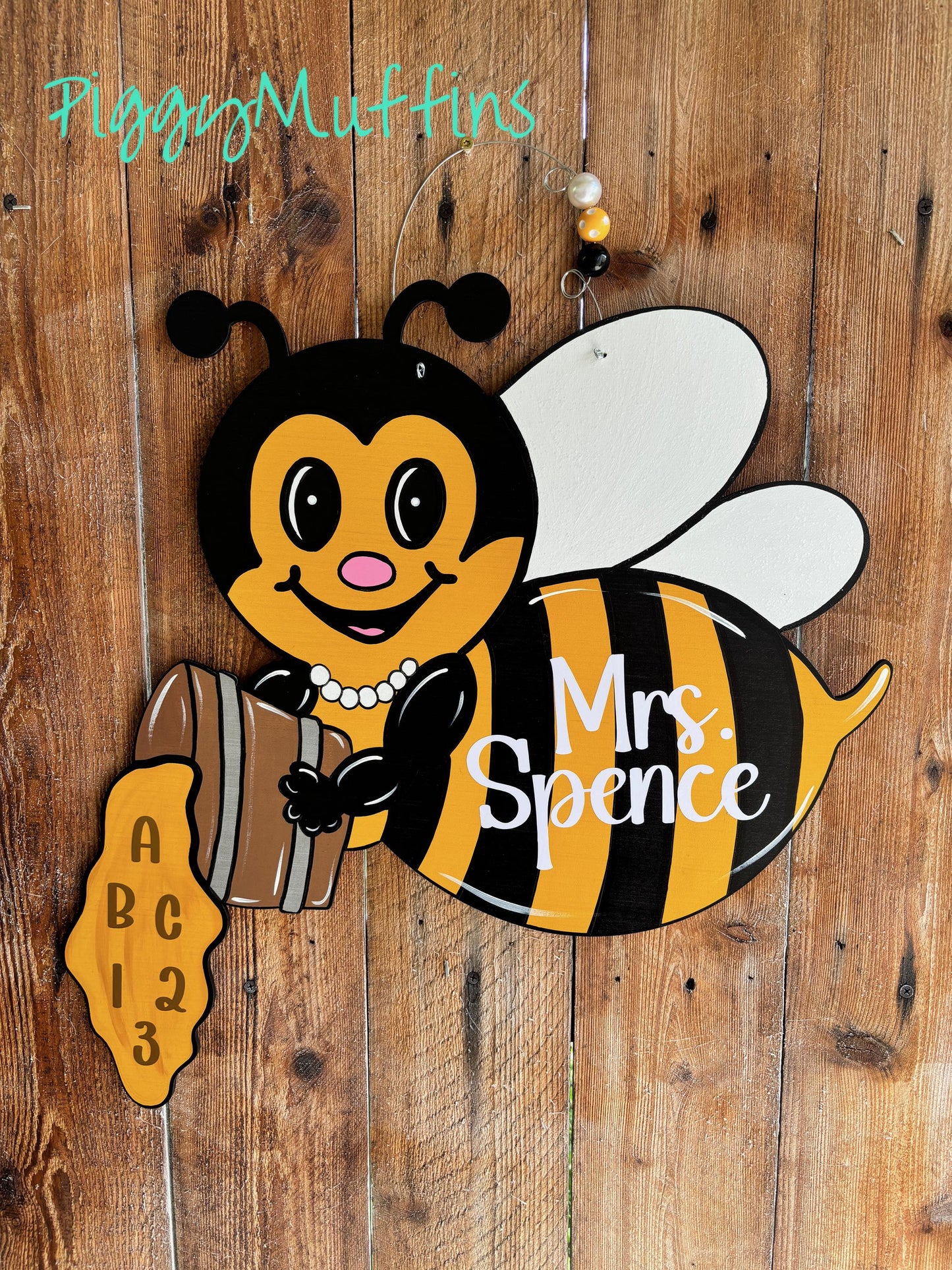 Bee School Door Hanger - Classroom Door Hanger - Honey Bee Door Hanger - Teacher Door Hanger - Door Hanger - PiggyMuffins