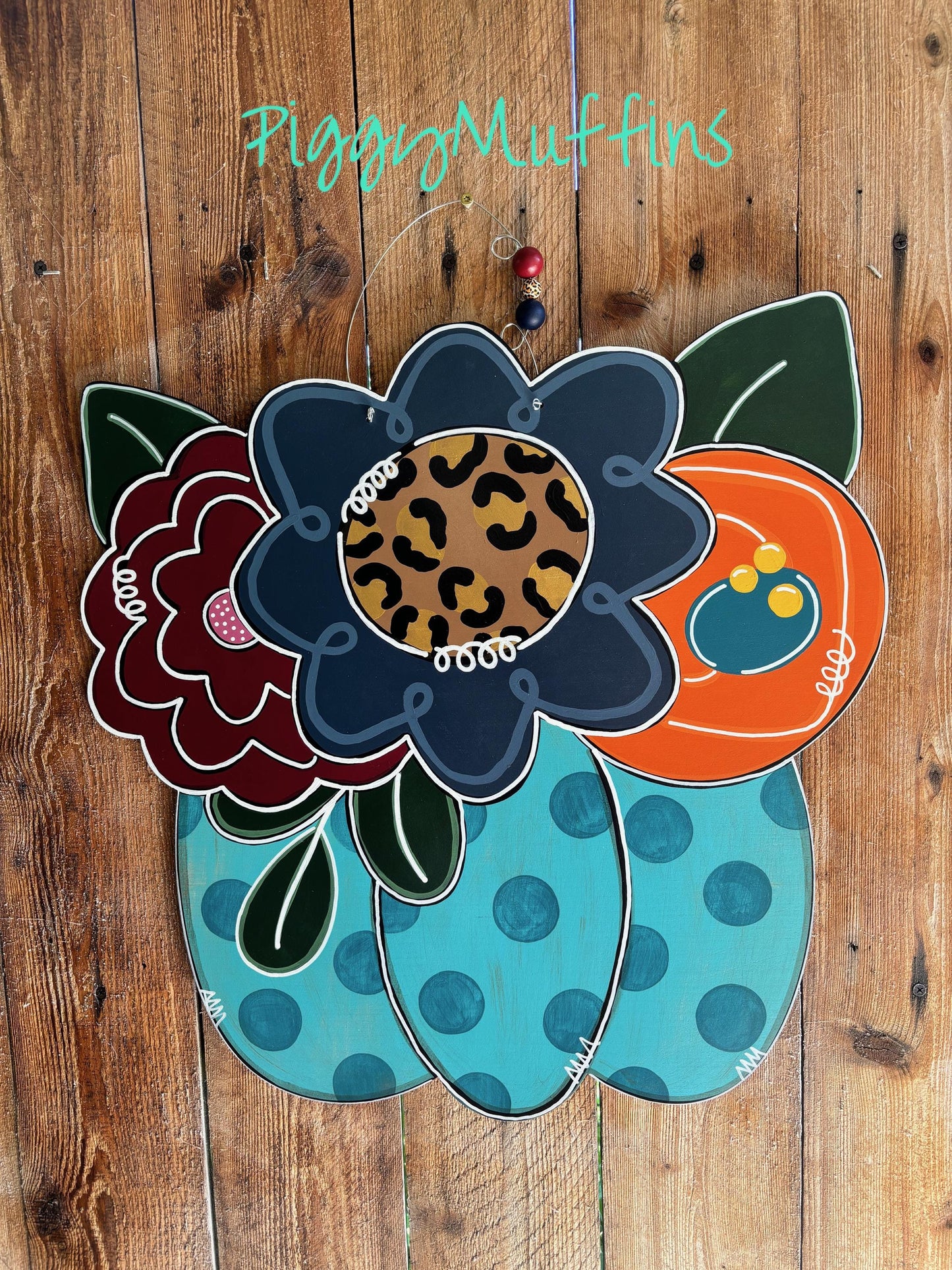Fall floral pumpkin bouquet door hanger | fall door hanger | pumpkin door hanger | pumpkin wreath | fall floral door hanger | Door Hanger