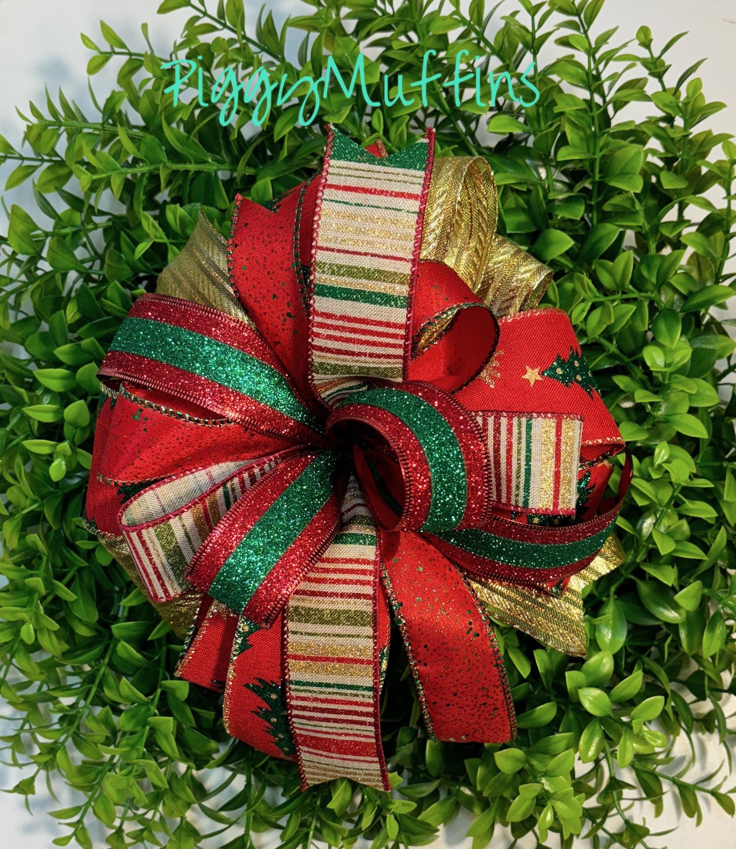 Christmas Wreath Bow, Christmas Bow, Christmas Lantern Bow, Pink Christmas Bow for Wreath, Door Hanger Bow, Red Dark Green Gold Christmas Bo