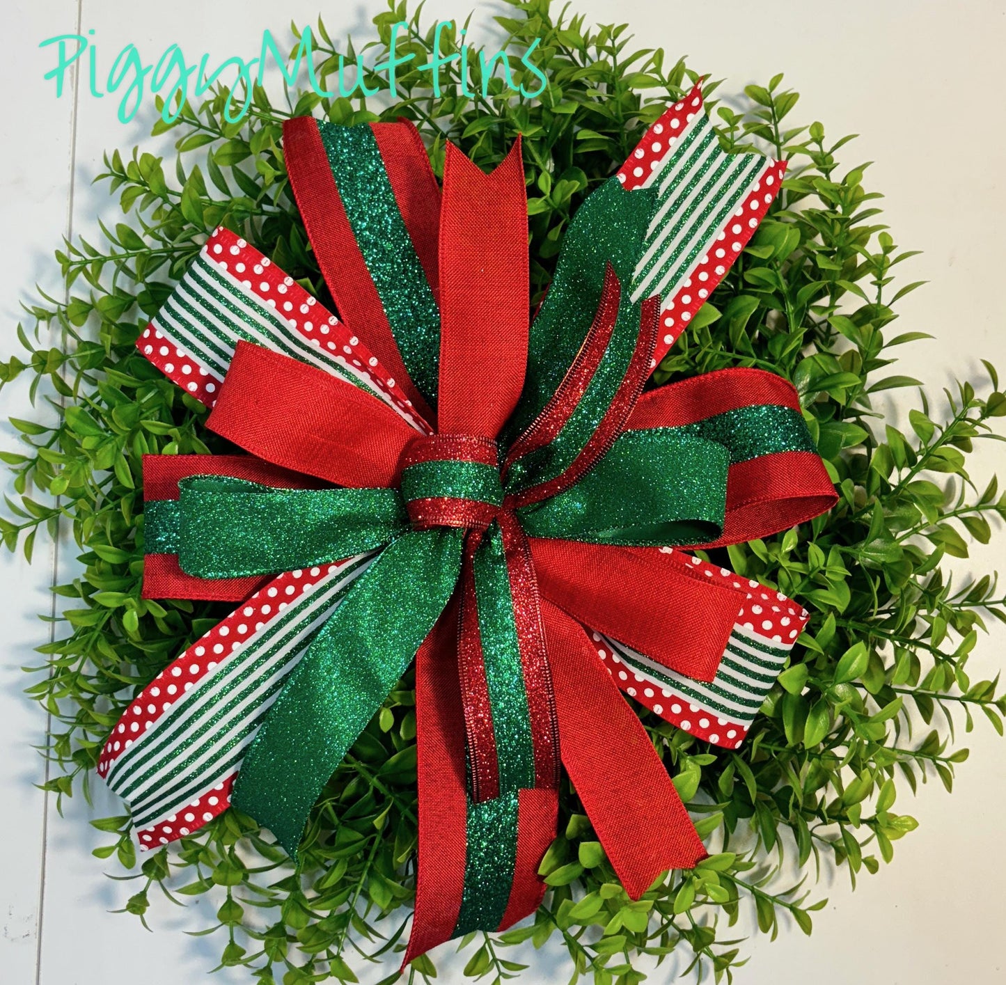 Christmas Wreath Bow, Christmas Bow, Christmas Lantern Bow, Pink Christmas Bow for Wreath, Door Hanger Bow, Red Dark Green Bow