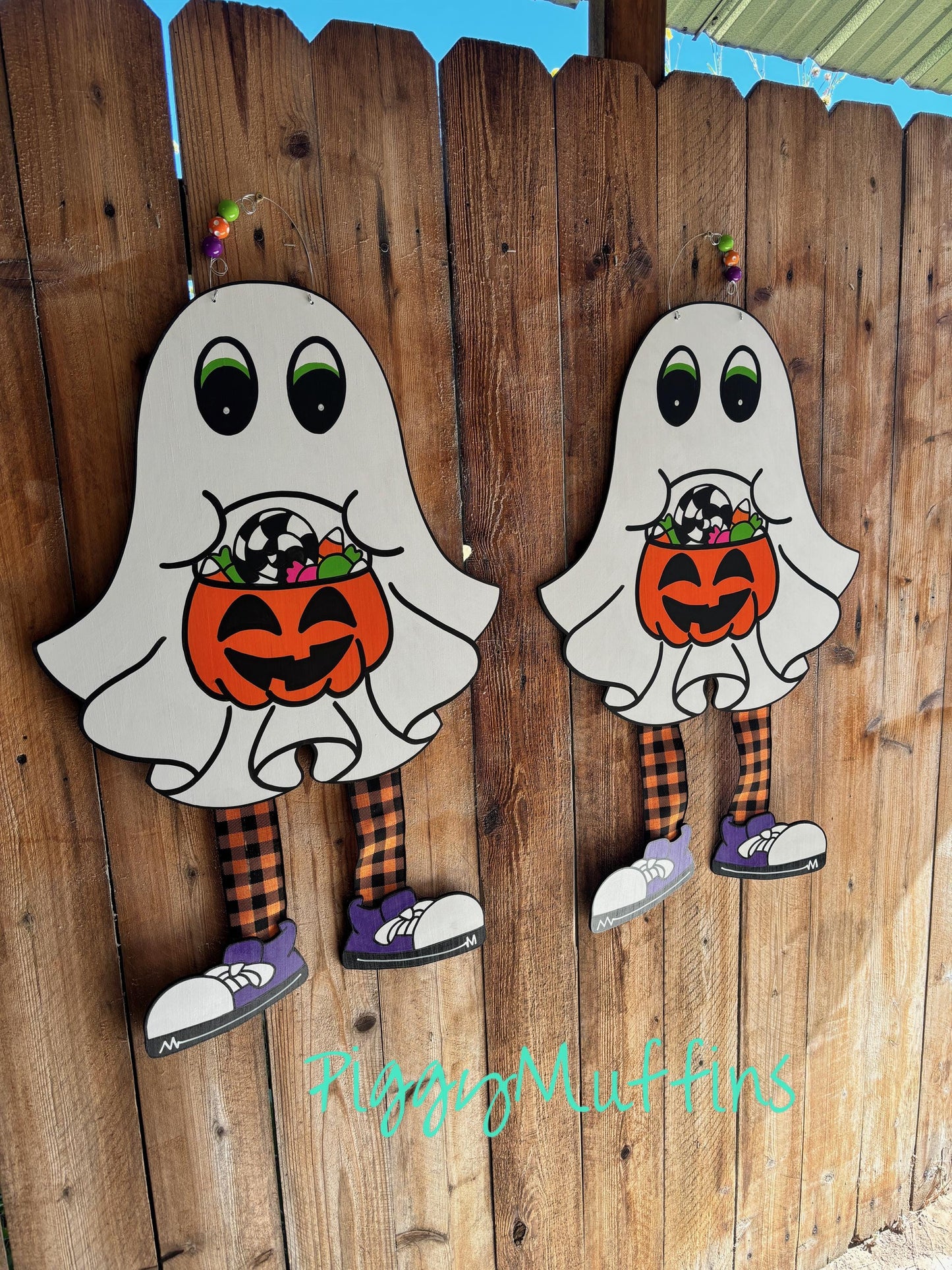 Halloween Door Hanger | Ghost Door Hanger | Cute Trick or Treat Door Hanger | Ghost Wearing Sneakers Door Hanger | Door Hanger