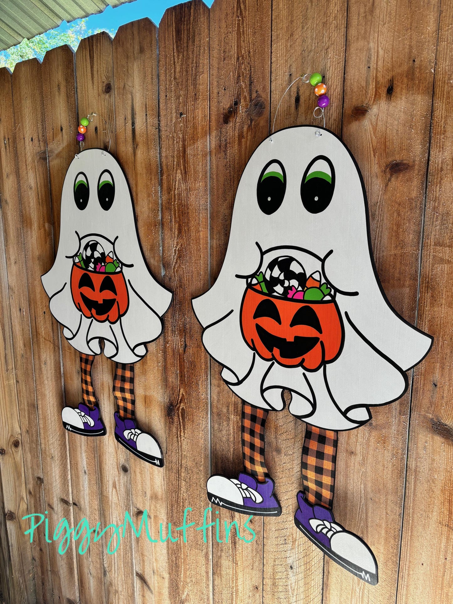 Halloween Door Hanger | Ghost Door Hanger | Cute Trick or Treat Door Hanger | Ghost Wearing Sneakers Door Hanger | Door Hanger