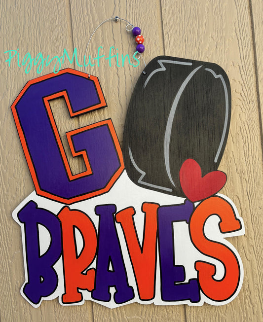 CUSTOMIZABLE Hockey Door Hanger - Hockey Door Hanger - Sports Door Hanger - PiggyMuffins -Hockey Wreath - Braves Door Hanger - Braves Wreath