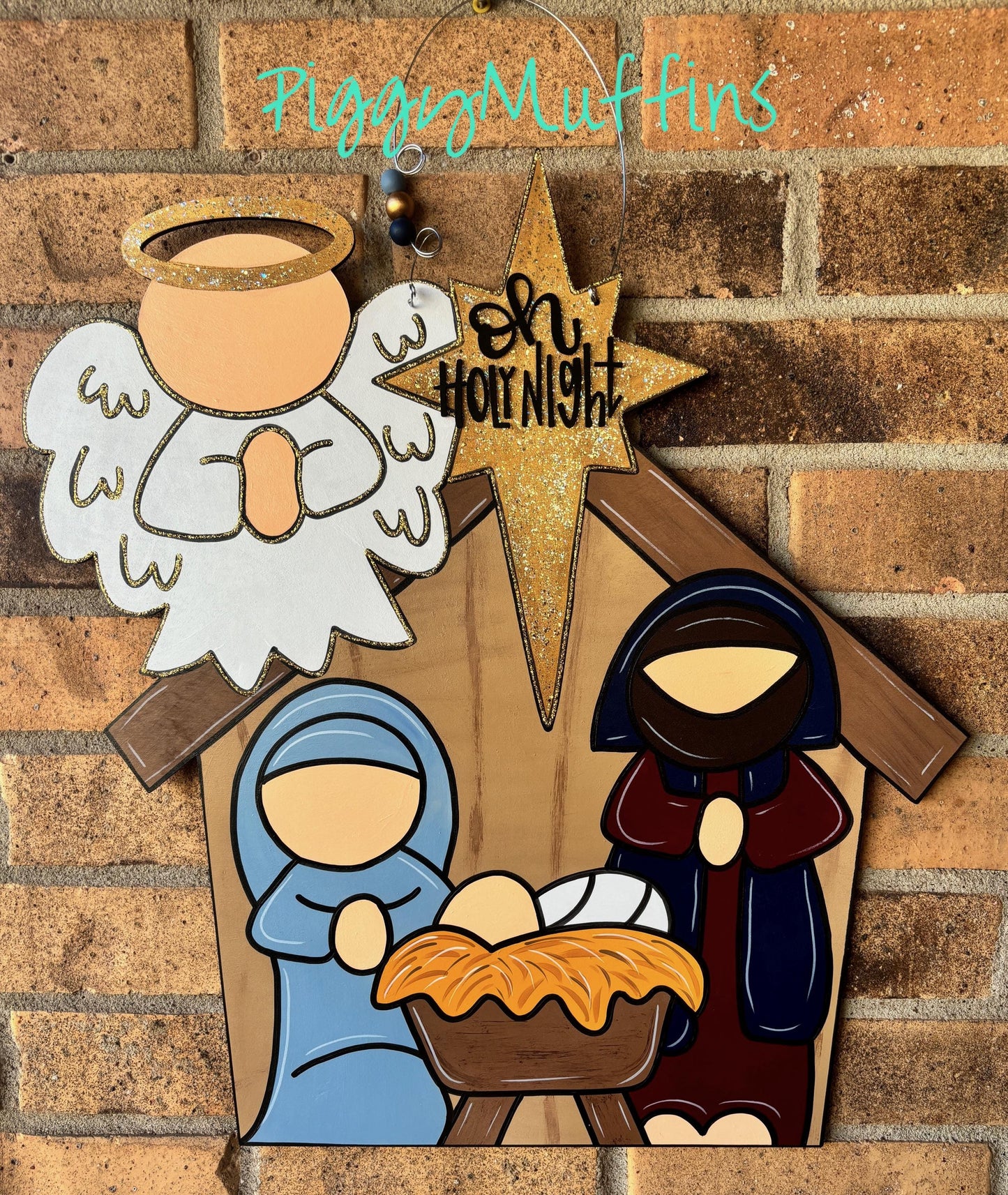 Nativity Door Hanger: Hand-Painted Christmas Wreath