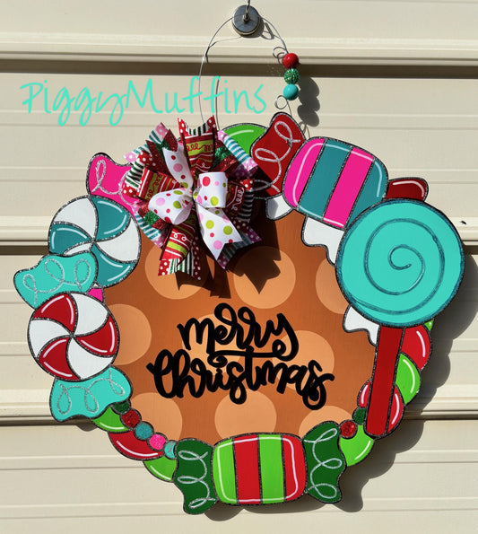 Christmas Door Hanger | Winter Door Hanger | Winter Wreath | Christmas Wreath | Christmas Candy Decoration | Gingerbread Candy Door Hanger