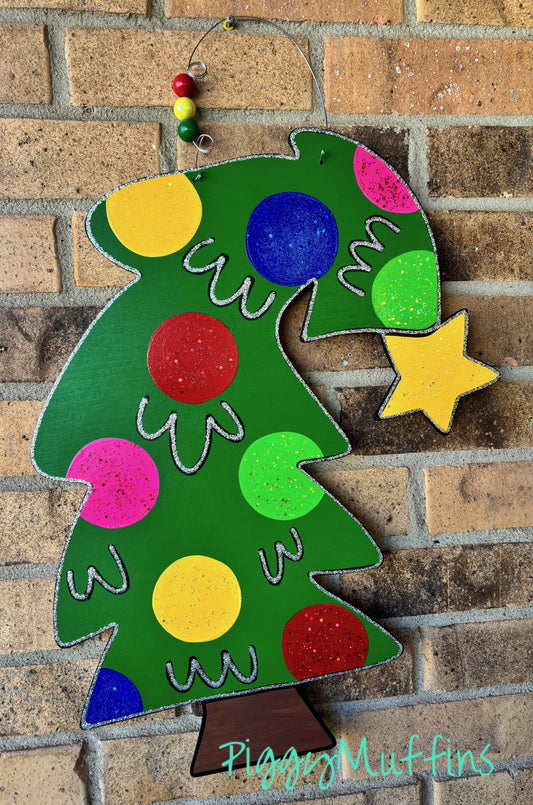 SHIPS TODAY! Christmas Tree Door Hanger |  Christmas Door Hanger |  Christmas Tree Wreath | Christmas Wreath | PiggyMuffins