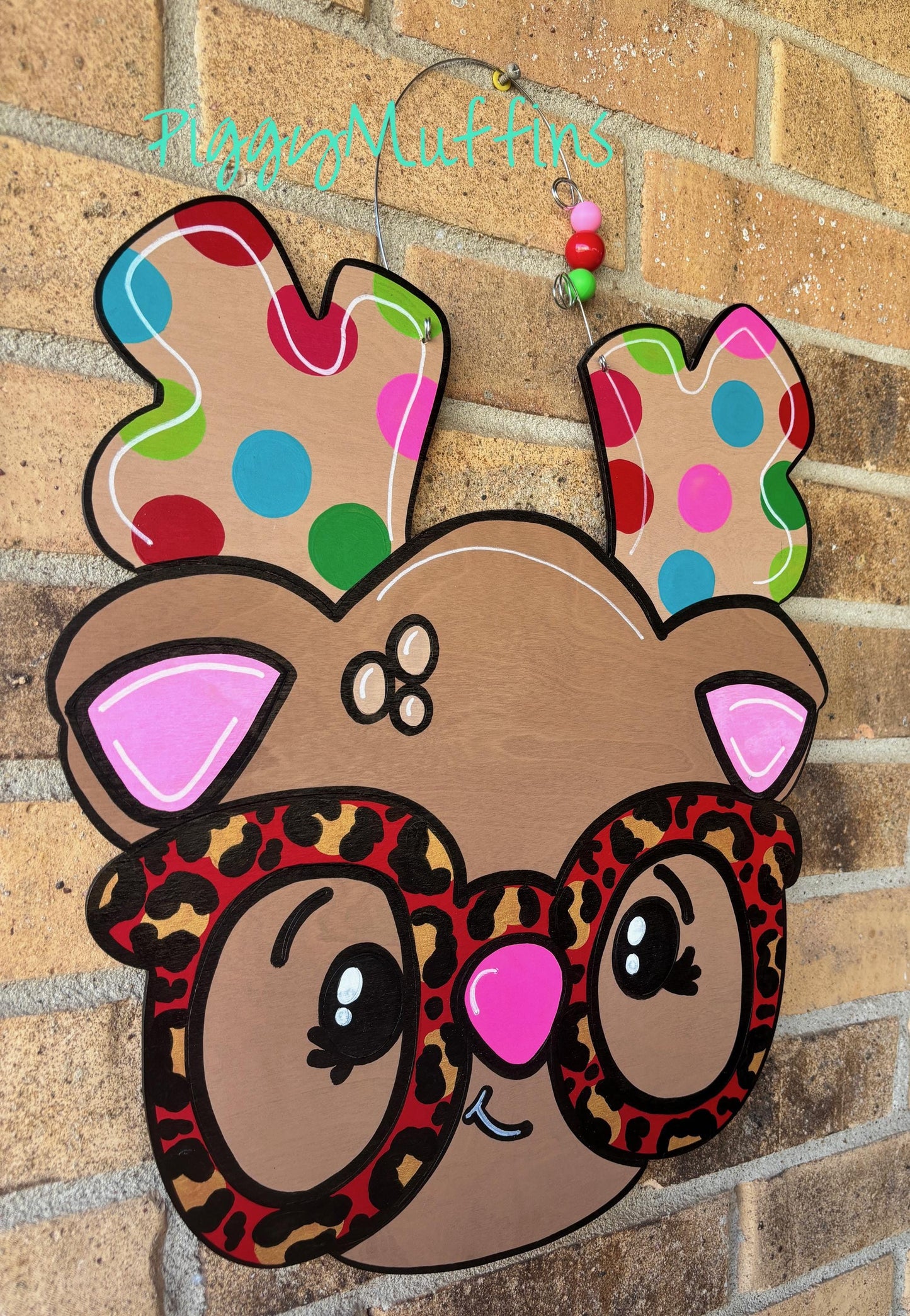 SHIPS TODAY! Reindeer Door Hanger |  Christmas Door Hanger |  Christmas Reindeer Wreath | Christmas Wreath | Reideer Wreath | PiggyMuffins