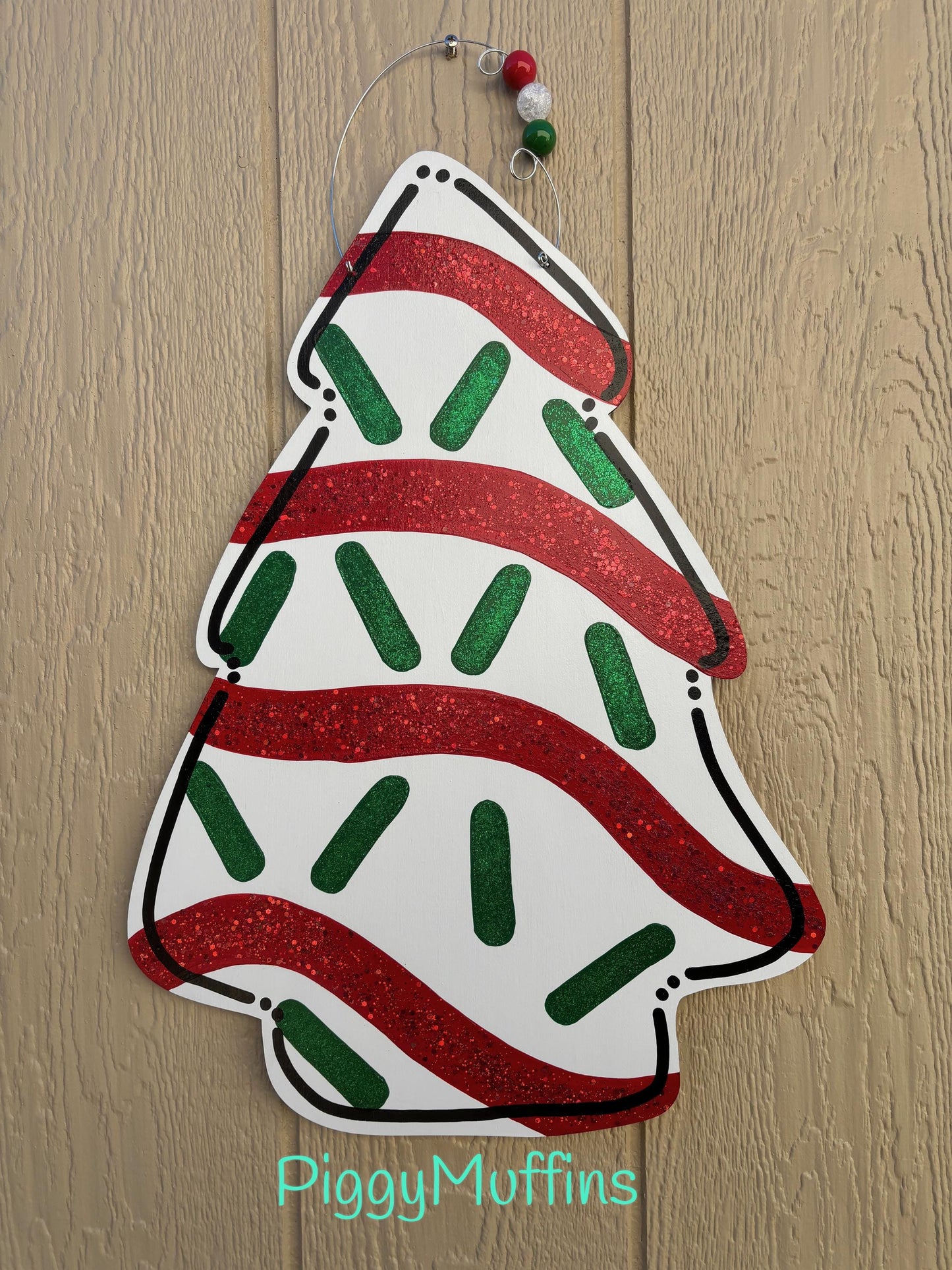 Christmas Tree Cake Door Hanger | PiggyMuffins | Christmas Door Hanger |  Christmas Door Hanger Little Debbie | Christmas Wreath