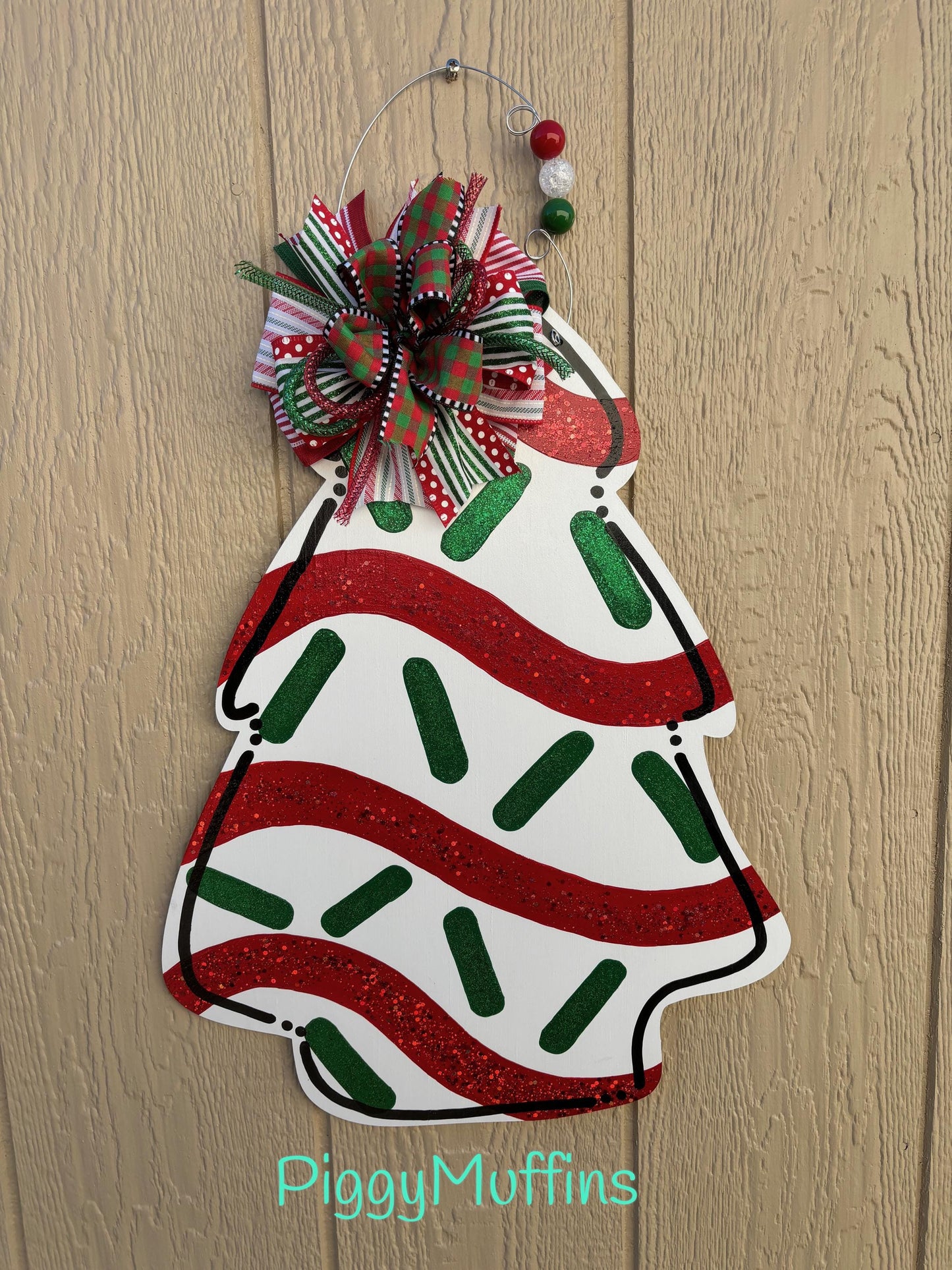 Christmas Tree Cake Door Hanger | PiggyMuffins | Christmas Door Hanger |  Christmas Door Hanger Little Debbie | Christmas Wreath