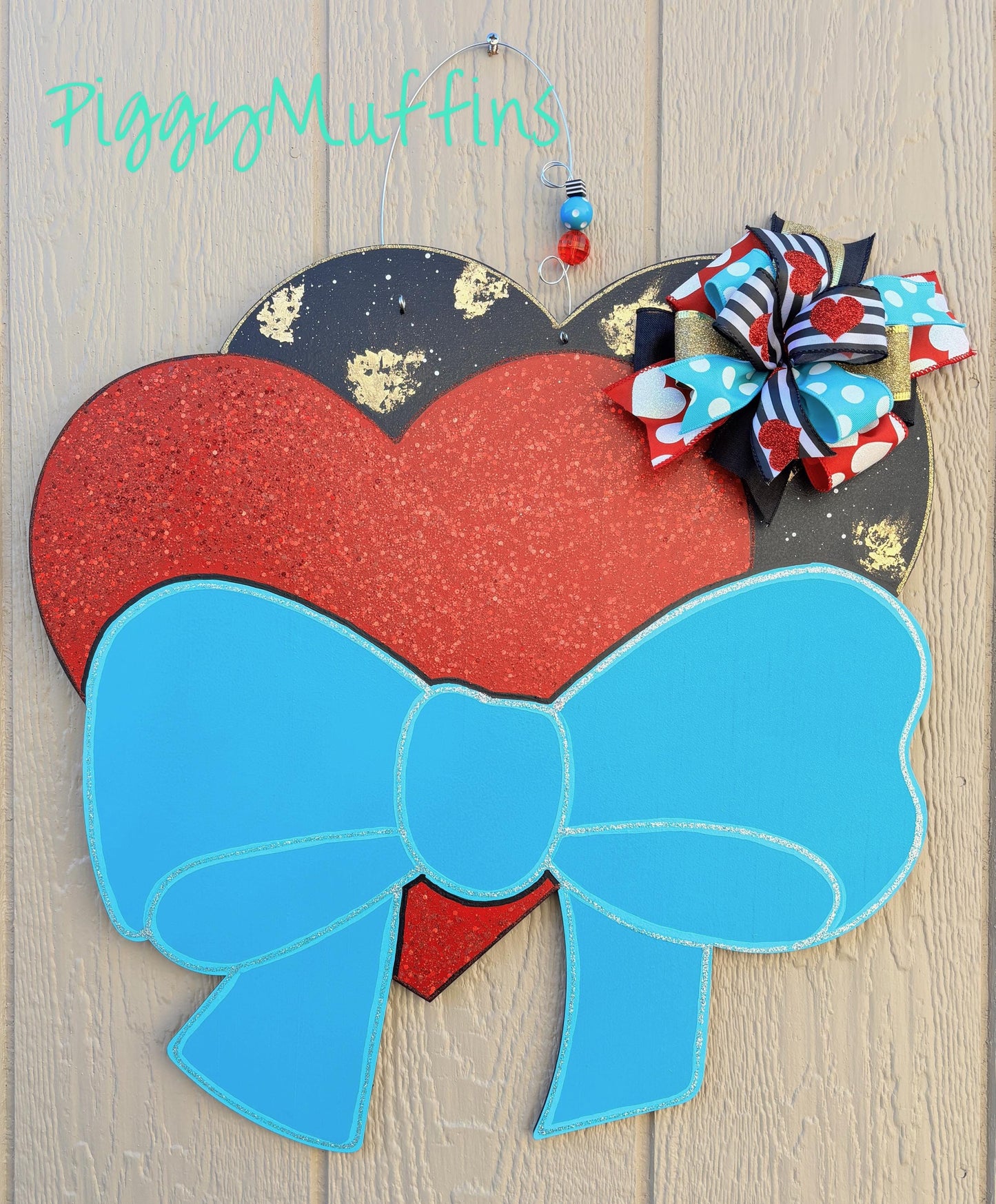 SHIPS TODAY! Valentine Door Hanger | Heart Door Hanger | Coquette Bow Heart | Valentine Wreath | Bow Heart Wreath | Valentine | Piggymuffins