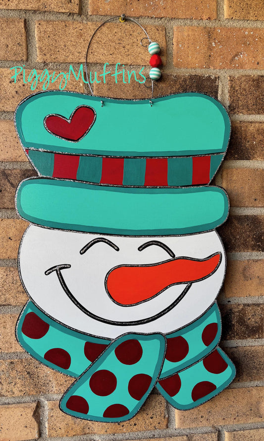 Cute Snowman Door Hanger | Snowman Door Hanger | Snowman Wreath | Winter Wreath | Winter Door Hanger | PiggyMuffins