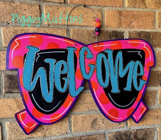 SHIPS TODAY! Sunglasses Door Hanger | Summer Door Hanger | Summer Wreath | Pool Door Hanger| Pool Sign | PiggyMuffins | Summer Decor
