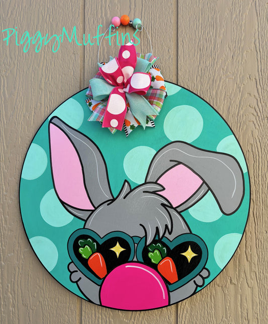 Bunny Door Hanger -  Easter Door Hanger -  Cute Bunny Door Hanger - Spring Door Hanger - Door Hanger - Bunny and Carrot - Piggymuffins