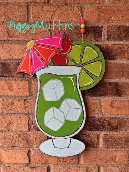 Margarita Door Hanger: Whimsical Summer Cocktail Welcome Sign