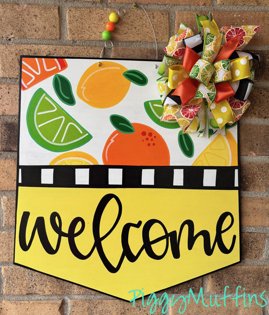 Lemon Citrus Welcome Door Hanger: Handmade Summer Wreath