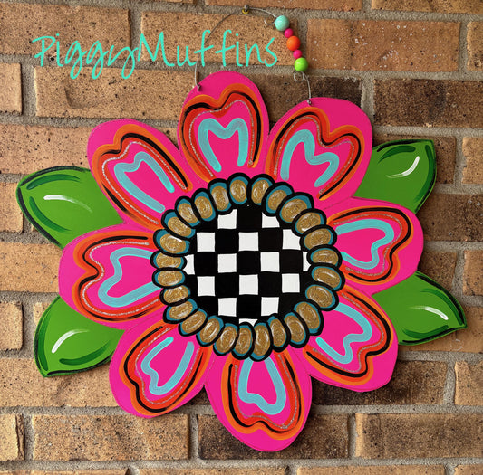 SHIPS TODAY! Flower Door Hanger | Bright Flower Door Hanger| Flower Wreath | Spring Door Hanger| Spring Wreath | PiggyMuffins | Spring Decor