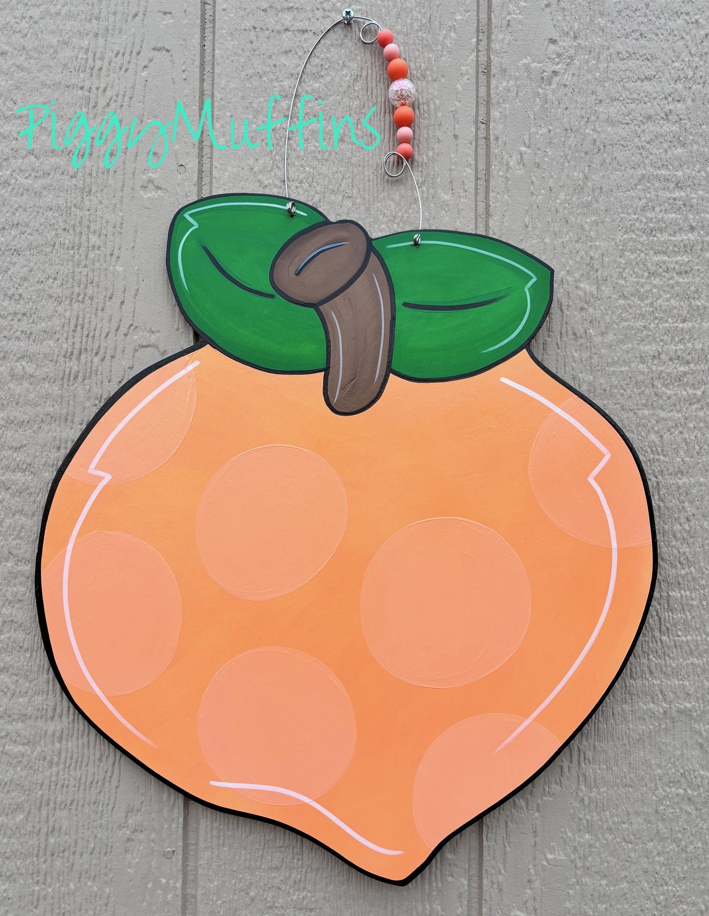 Peach Door Hanger: Personalized Summer Welcome Sign