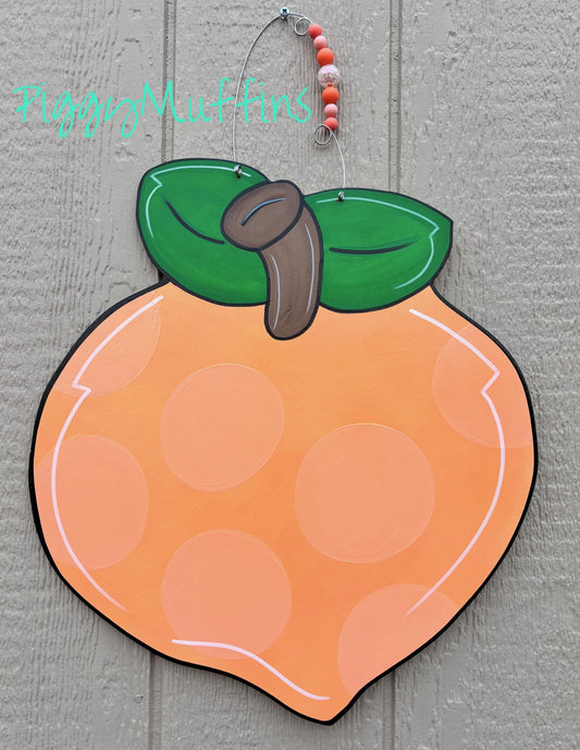 Peach Door Hanger: Personalized Summer Welcome Sign