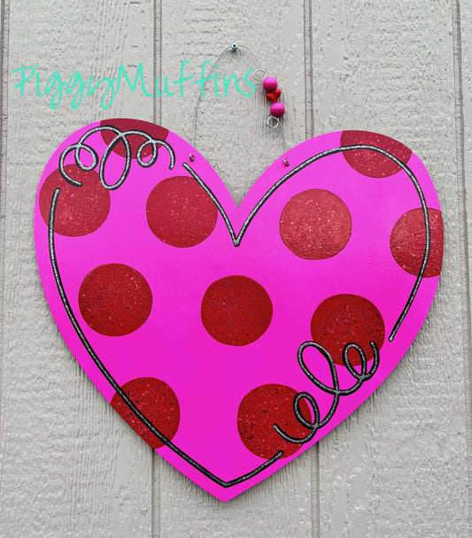 Glitter Heart Valentine Door Hanger: Polka Dot Heart Wreath