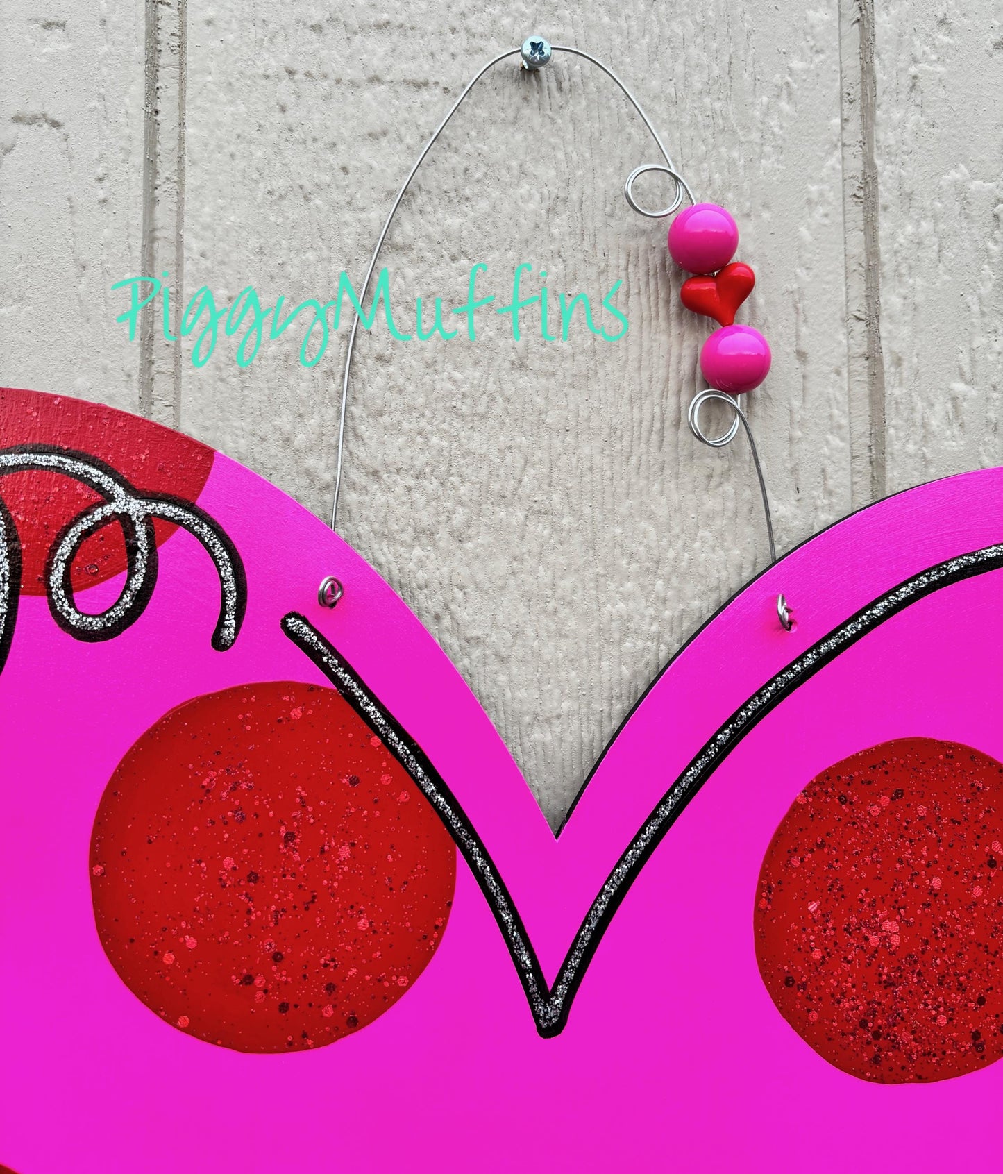 Glitter Heart Valentine Door Hanger: Polka Dot Heart Wreath