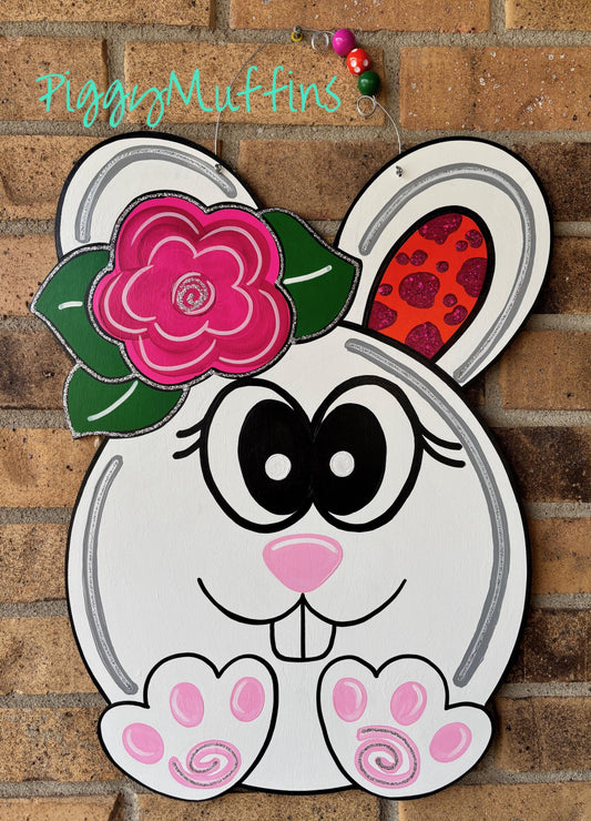 SHIPS TODAY! Bunny Door Hanger | Easter Bunny Door Hanger | Easter Wreath | Spring Door Hanger | Spring Wreath | PiggyMuffins