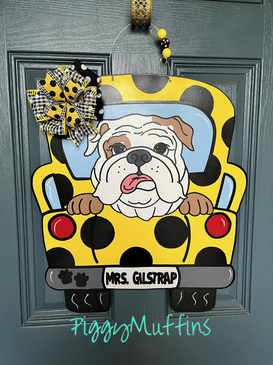 DIGITAL FILE jpeg and svg English Bulldog in Truck TEMPLATE