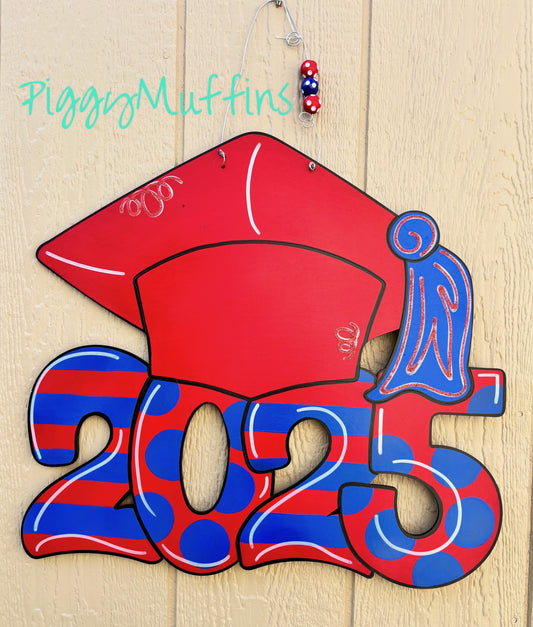 Personalized Graduation Door Hanger: Acrylic Paint Graduate Wreath