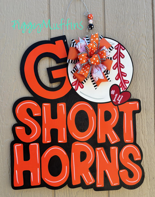 CUSTOMIZABLE Sports Door Hanger - Baseball Door Hanger - Softball Door Hanger - Volleyball Door Hanger -Basketball Door Hanger - Shorthorns