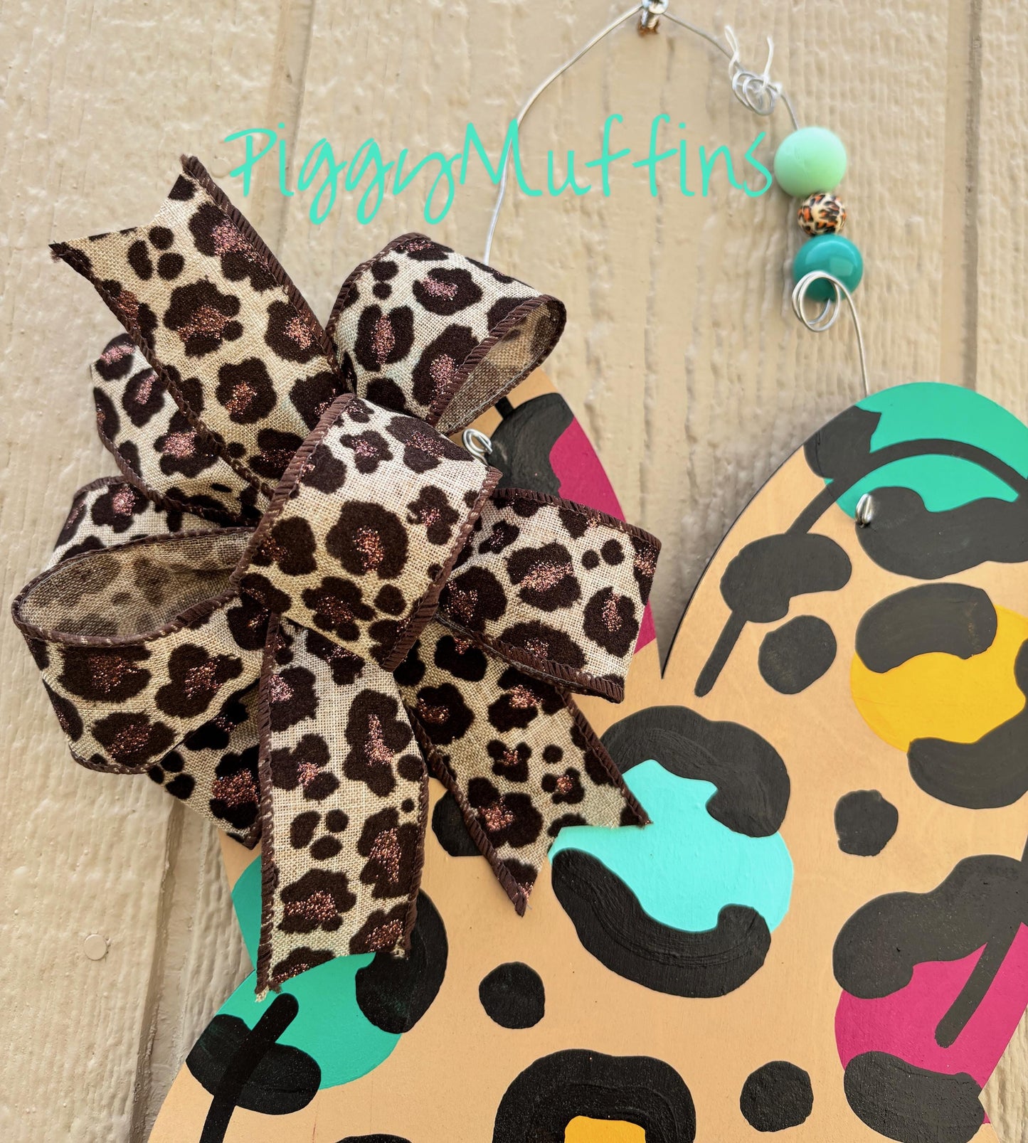 Bunny Door Hanger -  Easter Door Hanger - Leopard Cheetah Print Bunny Door Hanger - Spring Door Hanger - Door Hanger