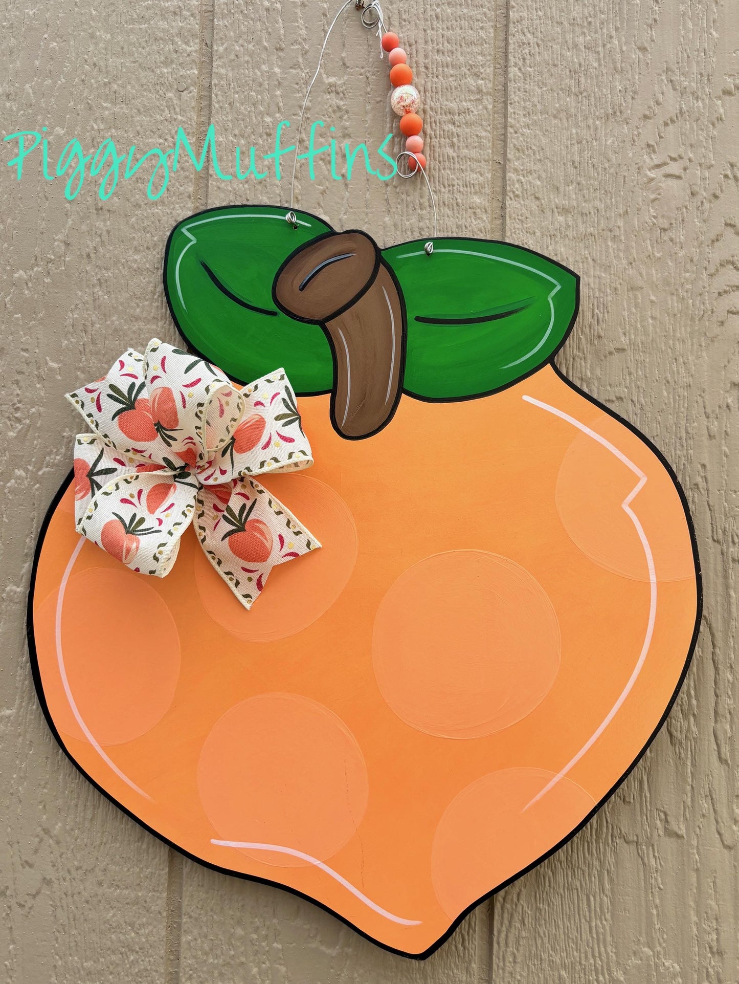 Peach Door Hanger: Personalized Summer Welcome Sign