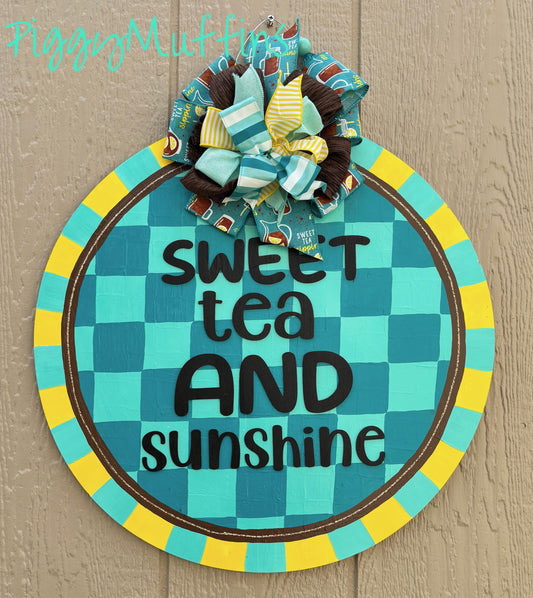 Floral Checkerboard Door Hanger: Sweet Tea and Sunshine Decor