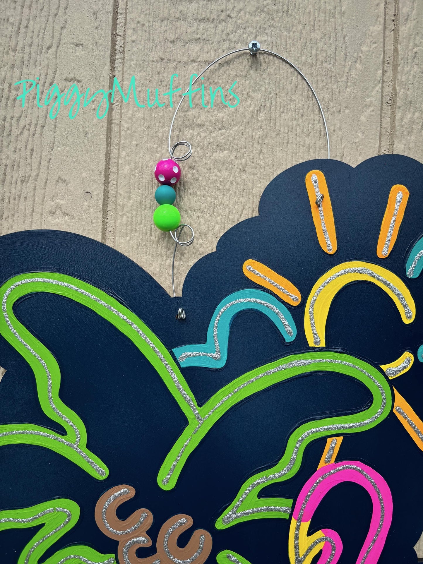 Flamingo "NEON" Summer Door Hanger: Beach House Wreath