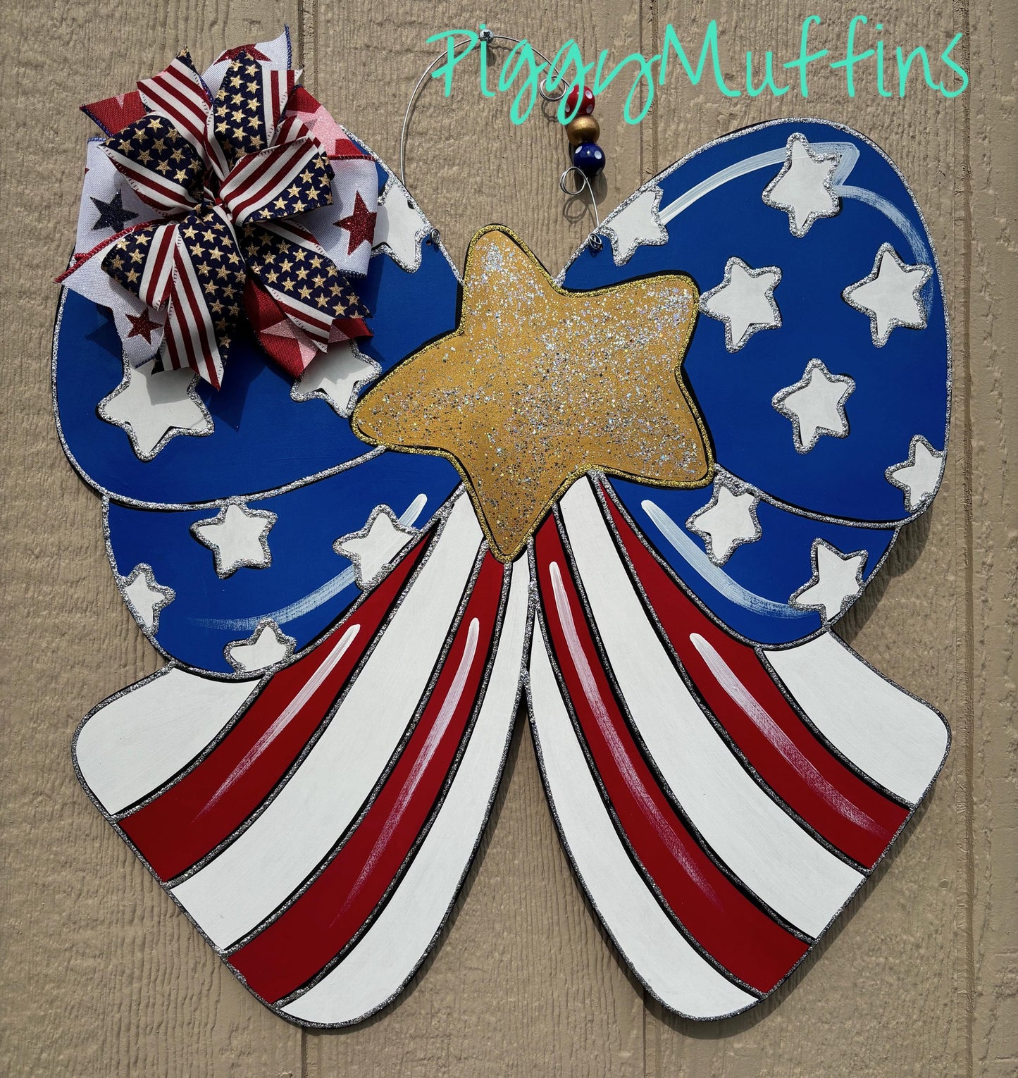 Patriotic 4th of July Door Hanger: Red, White & Blue