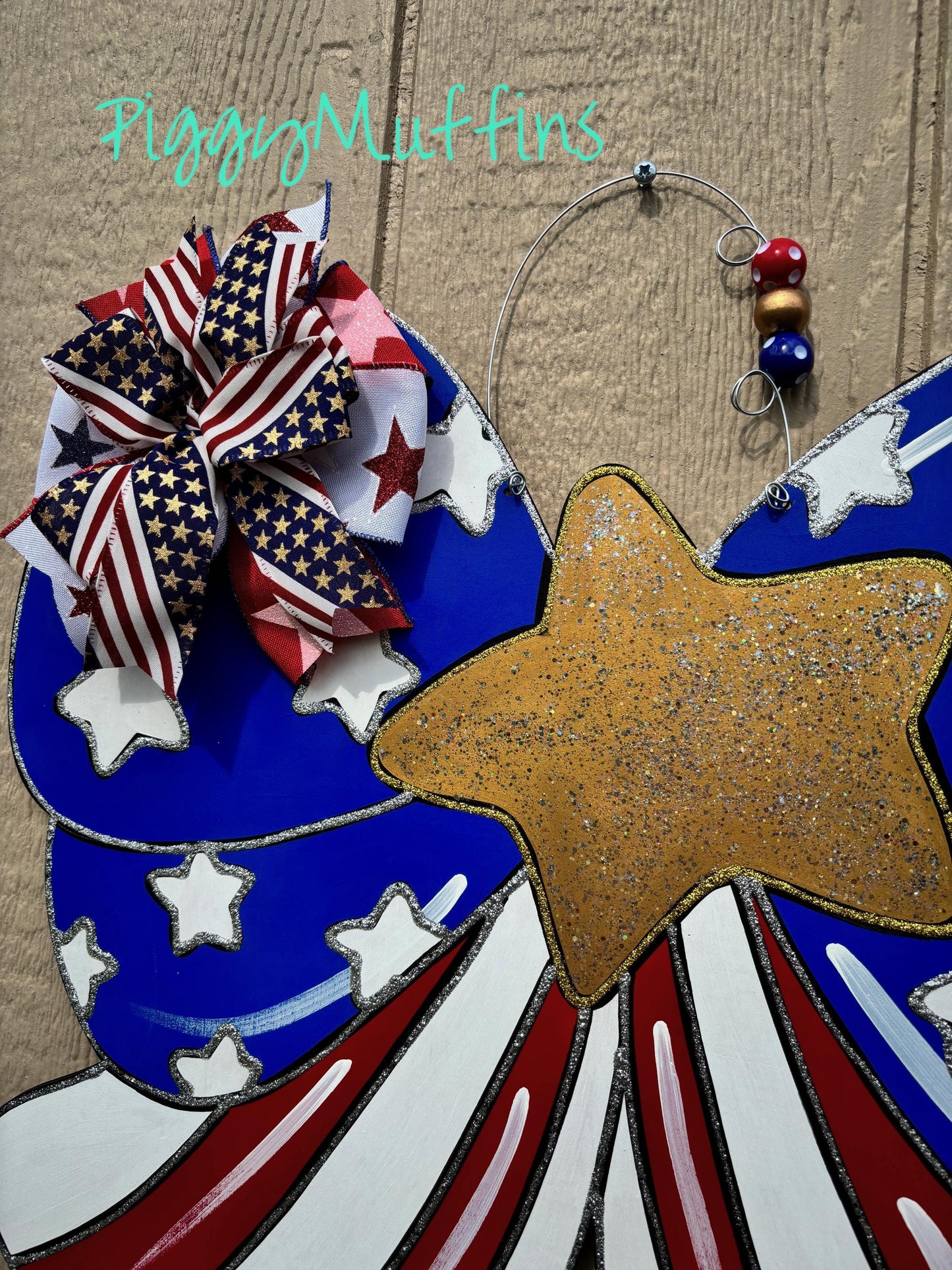Patriotic 4th of July Door Hanger: Red, White & Blue