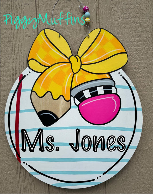 Pencil Bow Door Hanger: Teacher Classroom Decor